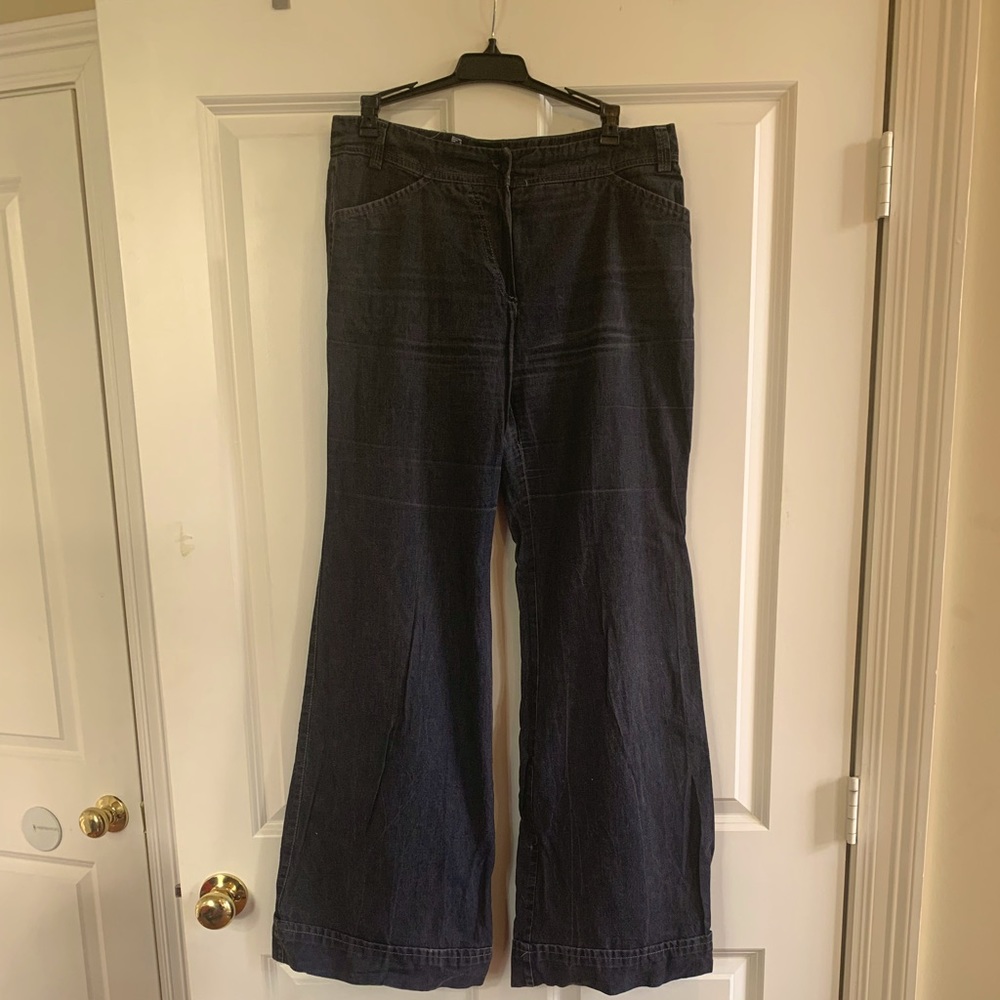 MNG Mango European Designer Bell Bottom Flare, Light Washed Jeans